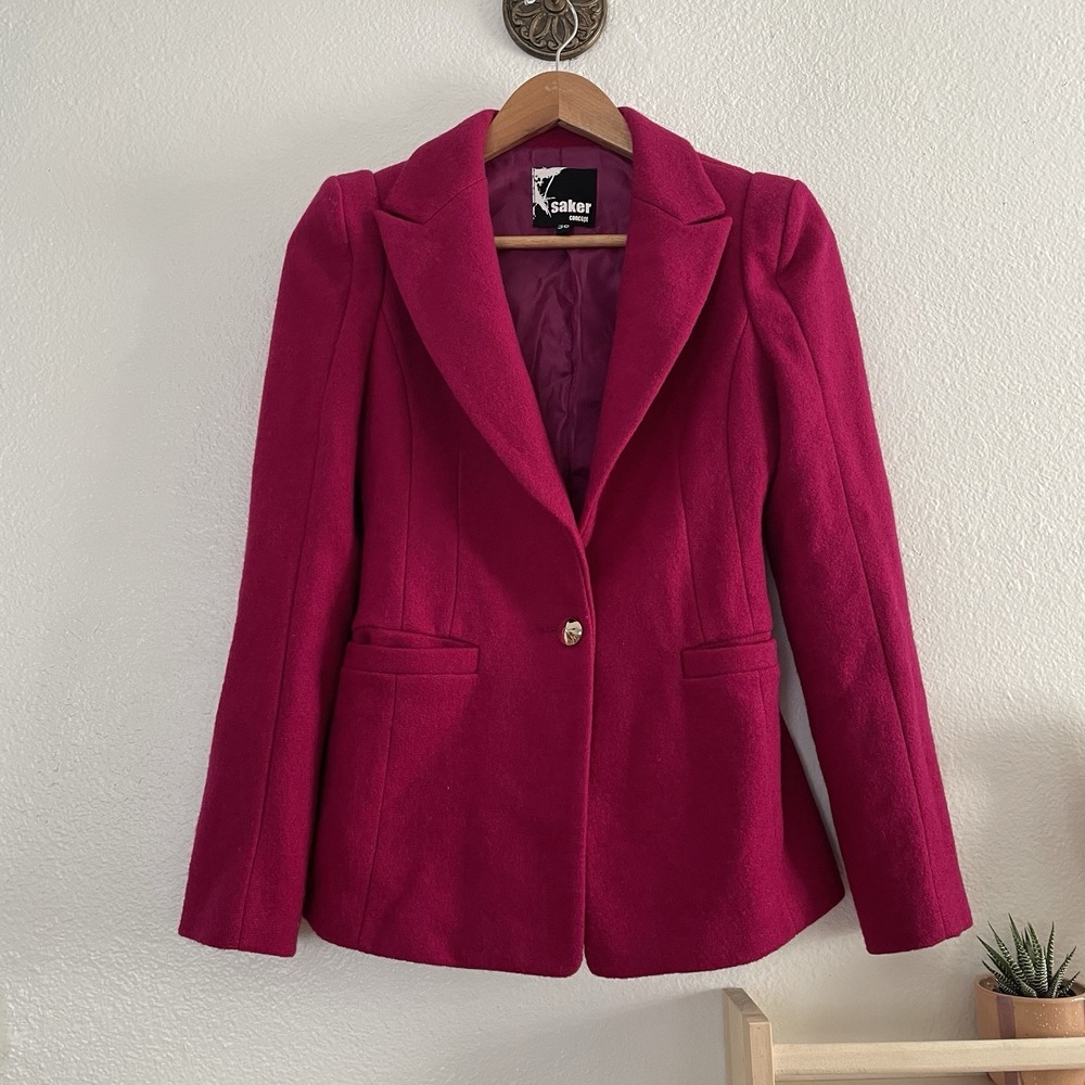 Saker Concept Blazer Fuchsia Pink Single‎ Button Jacket 36 (fits like an XS)